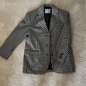 Everlane Black and Cream Checkered Blazer